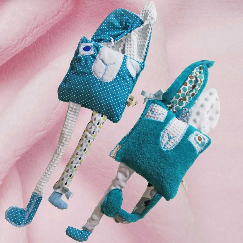 doudous rigolos bleus lapins