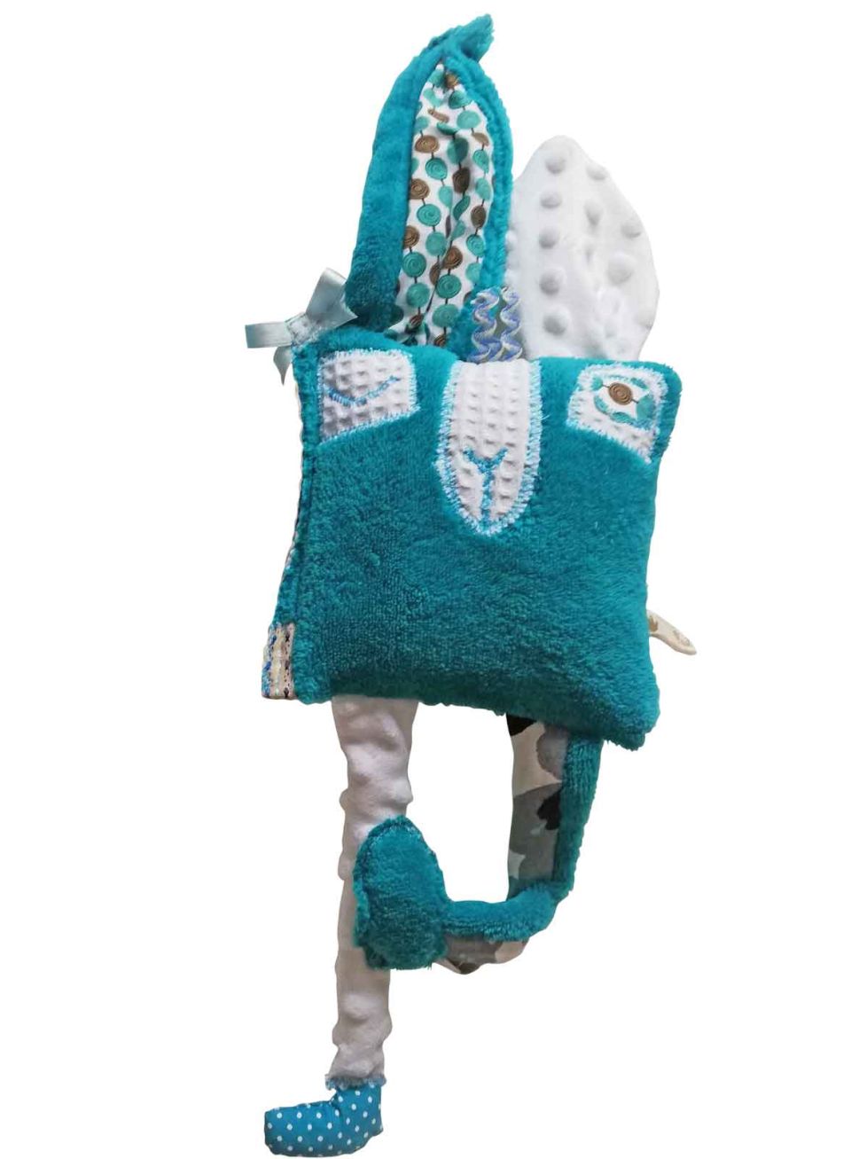 doudou lapin bleu rigolo