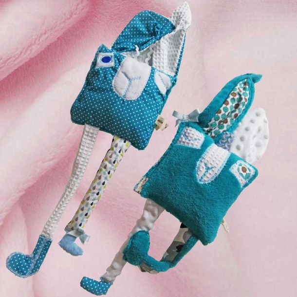 doudous rigolos bleus lapins