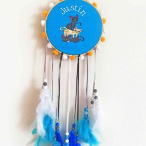 attrape rêves bleu prénom justin brodé